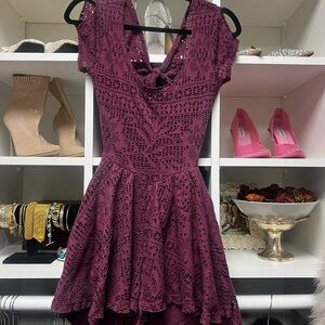 Free People Beach Crochet Romper Dress with Tie Back